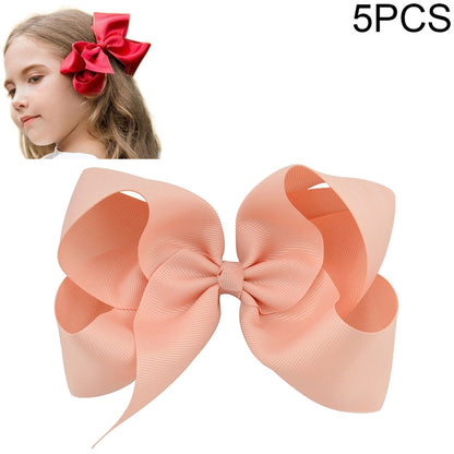 5 PCS 6 Inch Colorful Kids Girls Big Solid Ribbon Hair Bow Clips(8) - Head Bands by PMC Jewellery | Online Shopping South Africa | PMC Jewellery