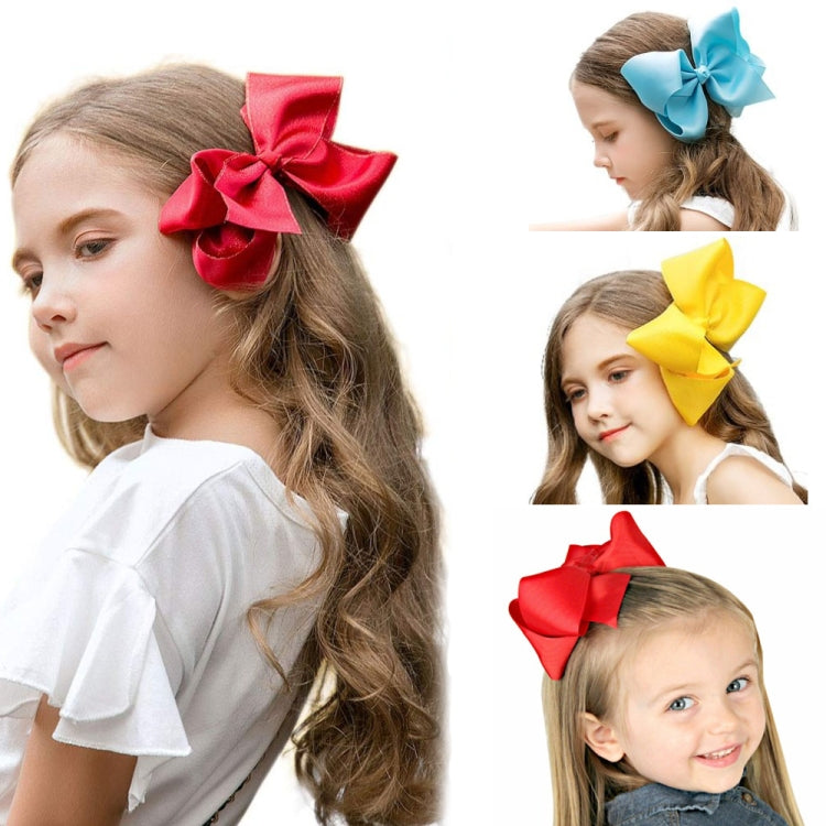 5 PCS 6 Inch Colorful Kids Girls Big Solid Ribbon Hair Bow Clips(31) - Head Bands by PMC Jewellery | Online Shopping South Africa | PMC Jewellery