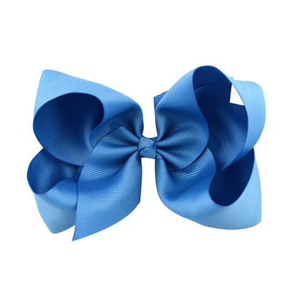 5 PCS 6 Inch Colorful Kids Girls Big Solid Ribbon Hair Bow Clips(36) - Head Bands by PMC Jewellery | Online Shopping South Africa | PMC Jewellery