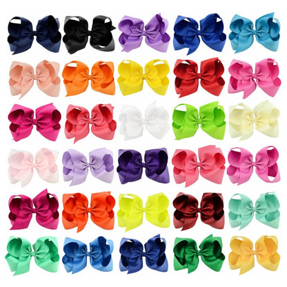 5 PCS 6 Inch Colorful Kids Girls Big Solid Ribbon Hair Bow Clips(15) - Head Bands by PMC Jewellery | Online Shopping South Africa | PMC Jewellery