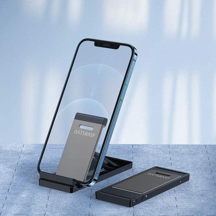 Oatsbasf 03637 Aluminum Alloy Mobile Phone Bracket Desktop Folding Portable Metal Rack(Black) - Desktop Holder by Oatsbasf | Online Shopping South Africa | PMC Jewellery