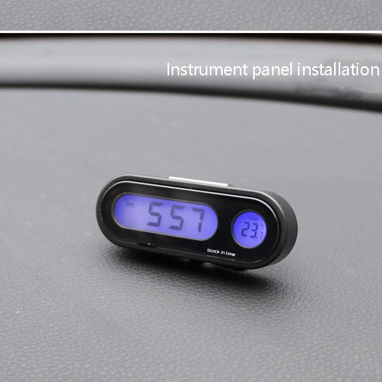 K02 Car Electronic Clock Temperature Meter Night Light LED Temperature Time Meter(Black Blue Light) - Clocks & Car Meters by PMC TechLife | Online Shopping South Africa | PMC TechLife