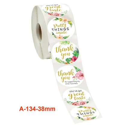 Roll Floral Thank You Stickers Wedding Party Decoration Stickers, Size: 3.8cm / 1.5 Inch(A-134-38mm) - Sticker & Tags by PMC Jewellery | Online Shopping South Africa | PMC Jewellery