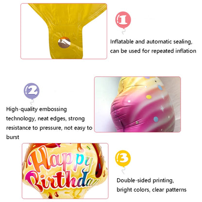 10 PCS 5050 Large Ice Cream Aluminum Balloon Children Birthday Party Atmosphere Decorative Balloon, Specification: Colorful Ice Cream - Balloons by PMC Jewellery | Online Shopping South Africa | PMC Jewellery