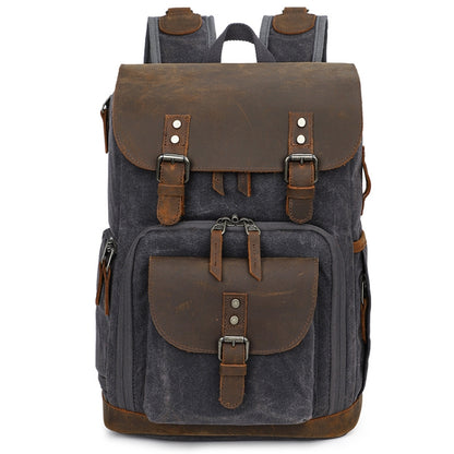 K-86 Casual Shoulder Camera Bag Contrast Waterproof Batik Canvas Single Digital Camera Photo Backpack(Gray) - Backpack by PMC Jewellery | Online Shopping South Africa | PMC Jewellery