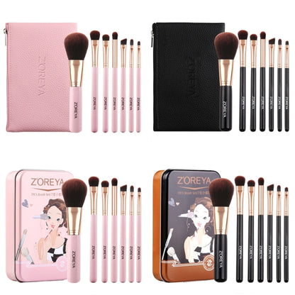 ZOREYA ZS744 7 In 1 Makeup Brush Set Beauty Tools Brush, Exterior color: Black + Bag - Makeup Brushes by PMC Jewellery | Online Shopping South Africa | PMC Jewellery