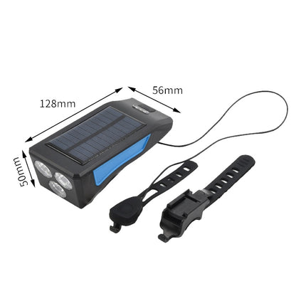 TG-ZX019 Solar Bicycle Headlight Flashlight Night Riding Strong Light USB Charging Rainproof Light(Blue) - Headlights by PMC Jewellery | Online Shopping South Africa | PMC Jewellery