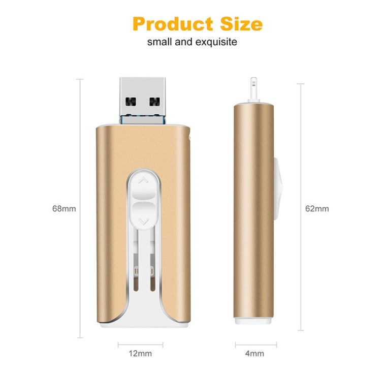32GB Micro USB + 8 Pin + USB 2.0 3 in 1 Mobile Phone Computer U-Disk(Rose Gold) - U Disk & Card Reader by PMC TechLife | Online Shopping South Africa | PMC TechLife