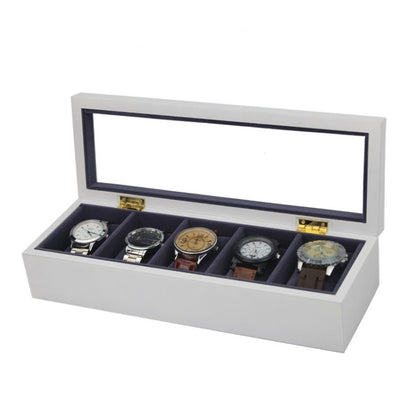 5 Bits Matte Paint Wooden Watch Box Painted Watch Storage Box(Black) - Watch Storages by PMC Jewellery | Online Shopping South Africa | PMC Jewellery | Buy Now Pay Later Mobicred