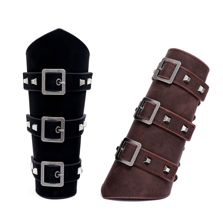 P01994 Men Leather Bracer Personality Punk Riding Arm Guard(Brown) - Sports Safety by PMC Jewellery | Online Shopping South Africa | PMC Jewellery