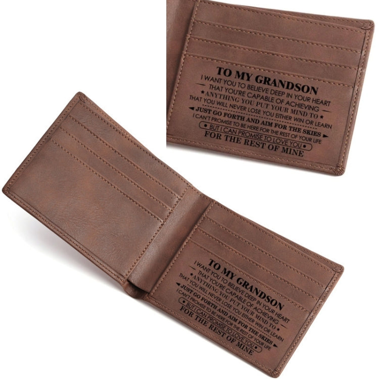 Vintage PU Leather Men Lettering Wallet(02 To Grandson) - Wallets by PMC TechLife | Online Shopping South Africa | PMC TechLife | Buy Now Pay Later Mobicred