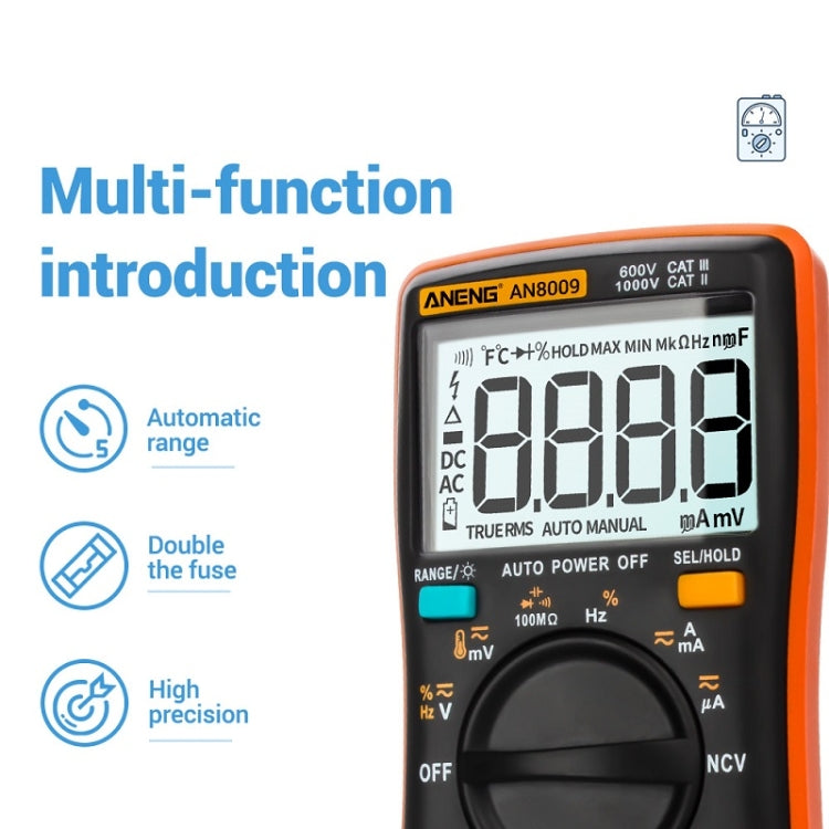 ANENG AN8009 NVC Digital Display Multimeter, Specification: Standard(Blue) - Current & Voltage Tester by ANENG | Online Shopping South Africa | PMC Jewellery | Buy Now Pay Later Mobicred