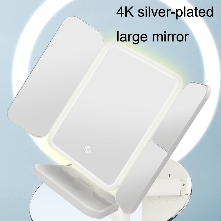 430 Three-Sided Folding LED Makeup Mirror Table Lamp Three-color Light Charging Style - Mirror by PMC Jewellery | Online Shopping South Africa | PMC Jewellery