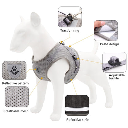 BL-844 Pet Chest Straps Reflective Breathable Dog Rope, Size: M(Silver Gray) - Leashes by PMC Jewellery | Online Shopping South Africa | PMC Jewellery