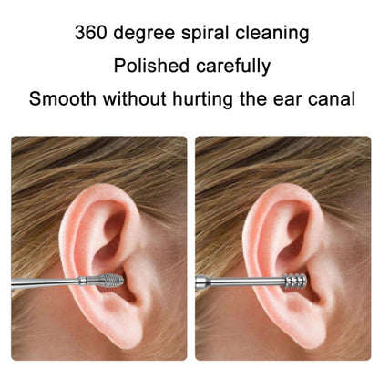 5 Sets 6 In 1 Stainless Steel Spring Spiral Portable Ear Pick, Specification: Yellow Leather Case - Ear Care Tools by PMC Jewellery | Online Shopping South Africa | PMC Jewellery