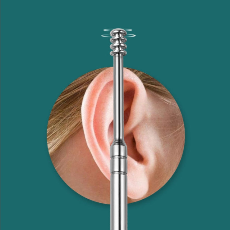 5 Sets 6 In 1 Stainless Steel Spring Spiral Portable Ear Pick, Specification: Yellow Leather Case - Ear Care Tools by PMC TechLife | Online Shopping South Africa | PMC TechLife