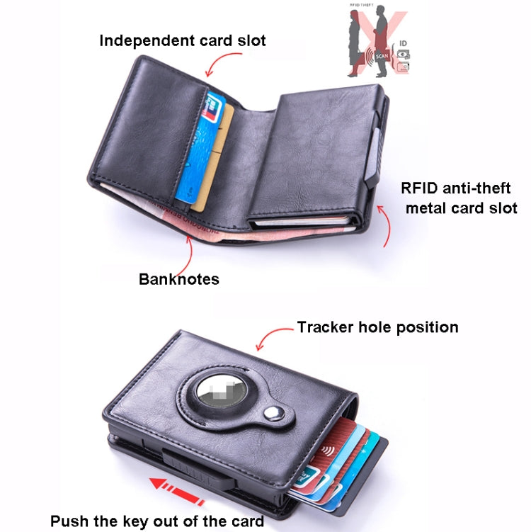 RFID Automatic Pop-Up Card Holder Multi-Function Locator Wallet For AirTag(Blue) - Wallet Series by PMC Jewellery | Online Shopping South Africa | PMC Jewellery