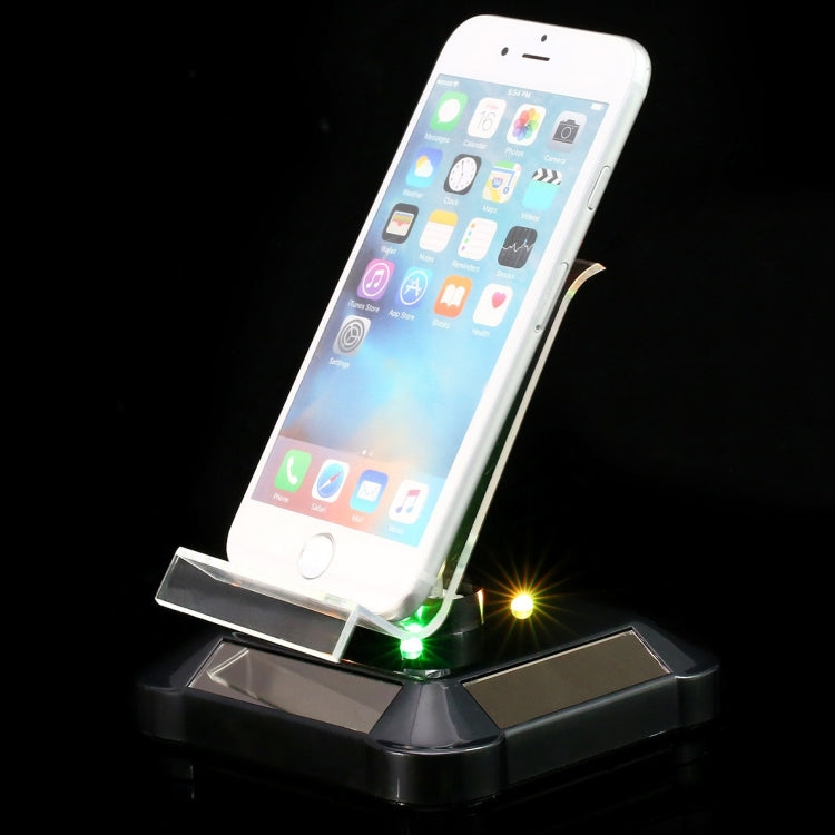 Solar Turntable Mobile Phone Stand Display Stand With Coloful Light(Black) - Desktop Holder by PMC TechLife | Online Shopping South Africa | PMC TechLife