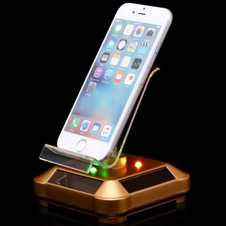 Solar Turntable Mobile Phone Stand Display Stand With Coloful Light(Black) - Desktop Holder by PMC Jewellery | Online Shopping South Africa | PMC Jewellery