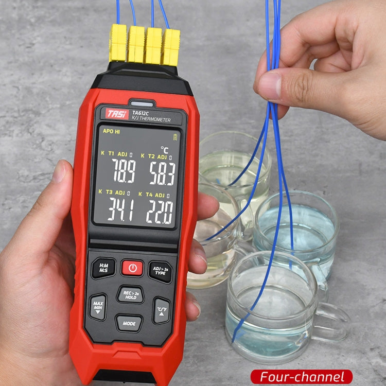 TASI Contact Temperature Meter K-Type Thermocouple Probe Thermometer, Style: TA612C 4 Channels - Thermostat & Thermometer by TASI | Online Shopping South Africa | PMC Jewellery | Buy Now Pay Later Mobicred