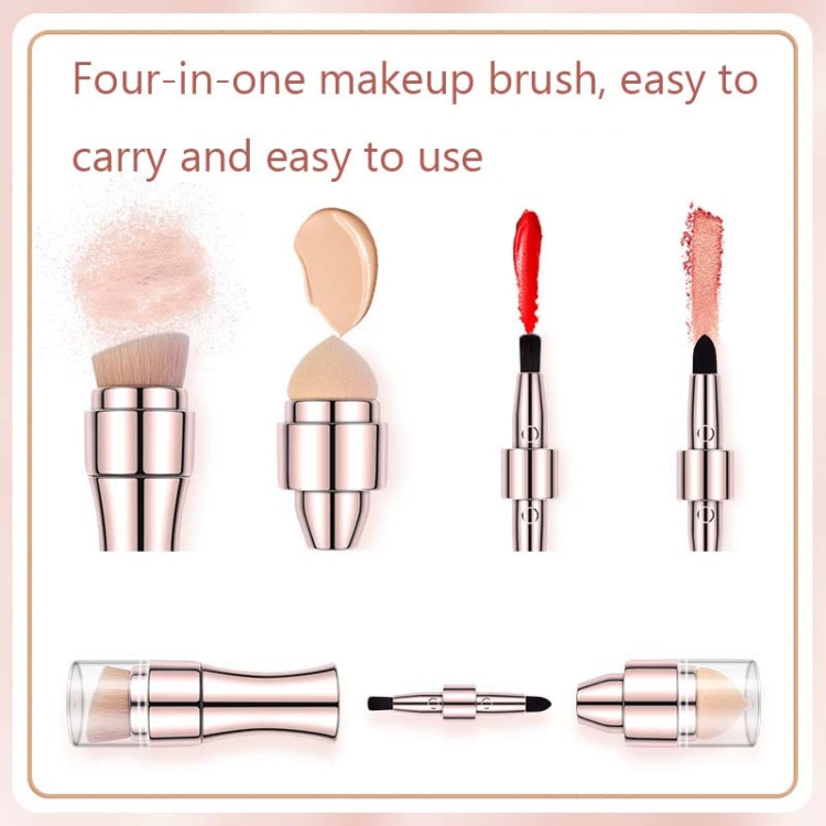 4 In 1 Retractable Metal Makeup Brush(Rose Gold) - Makeup Brushes by PMC Jewellery | Online Shopping South Africa | PMC Jewellery