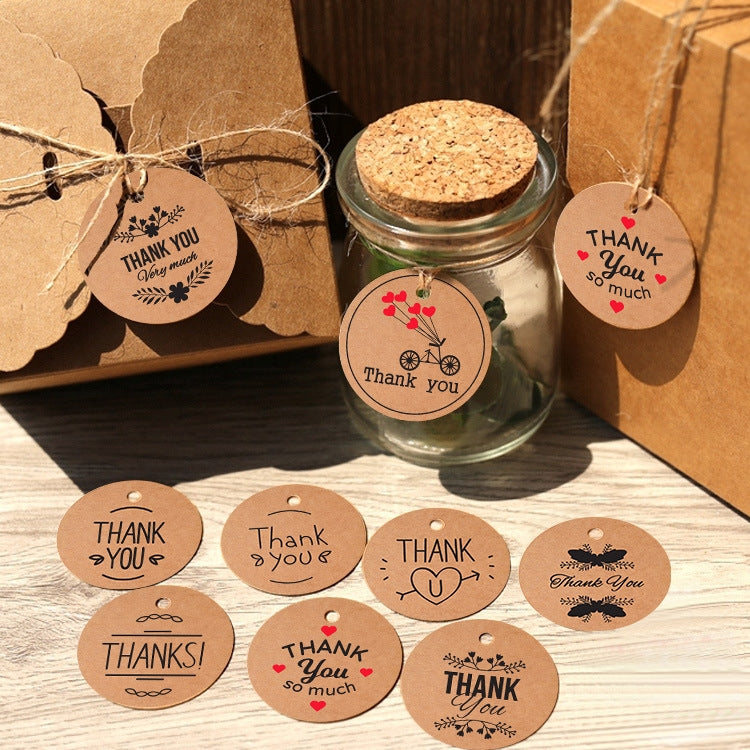 100pcs /Pack Kraft Paper Gift Tag With 20m Hemp Rope(L-01) - Gift Bags & Wrapping Supplies by PMC TechLife | Online Shopping South Africa | PMC TechLife