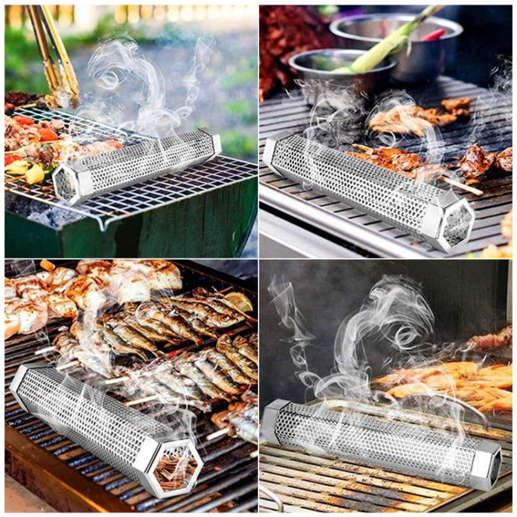 12 Inch Stainless Steel 304 Smoked Tube BBQ Box Outdoor Cold Smoke Box,Style: Tube + Brush + Hook - Cooking Tools by PMC TechLife | Online Shopping South Africa | PMC TechLife | Buy Now Pay Later Mobicred