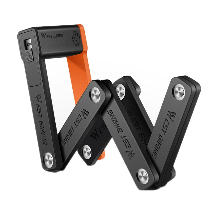 WEST BIKING Bicycle Anti-Theft Lightweight Folding Chain Lock(Black Orange) - Bicycle Locks & Bicycle Pumps by WEST BIKING | Online Shopping South Africa | PMC Jewellery | Buy Now Pay Later Mobicred