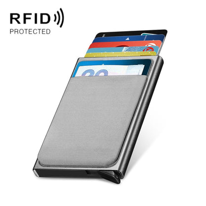 NEWBRING Metal Wallet Automatic Pop-up Anti-degaussing Card Holder, Colour: Gray With Back Stickers - Antimagnetic RFID Package by NEWBRING | Online Shopping South Africa | PMC Jewellery | Buy Now Pay Later Mobicred