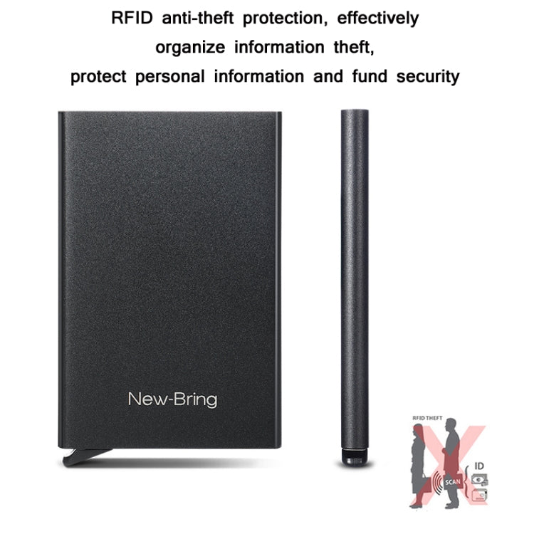 NEWBRING Metal Wallet Automatic Pop-up Anti-degaussing Card Holder, Colour: Gray With Back Stickers - Antimagnetic RFID Package by NEWBRING | Online Shopping South Africa | PMC Jewellery