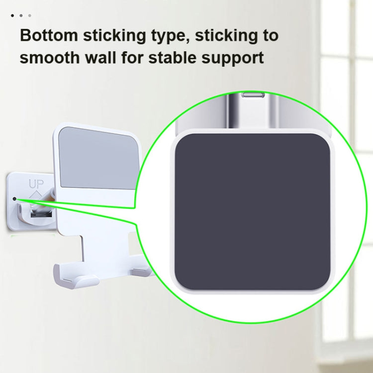 2 PCS T11 Wall Paste Mobile Phone Bracket Foldable Lift Bathroom Kitchen Wall Bracket(White) - free shipping - PMC TechLife - Order now!