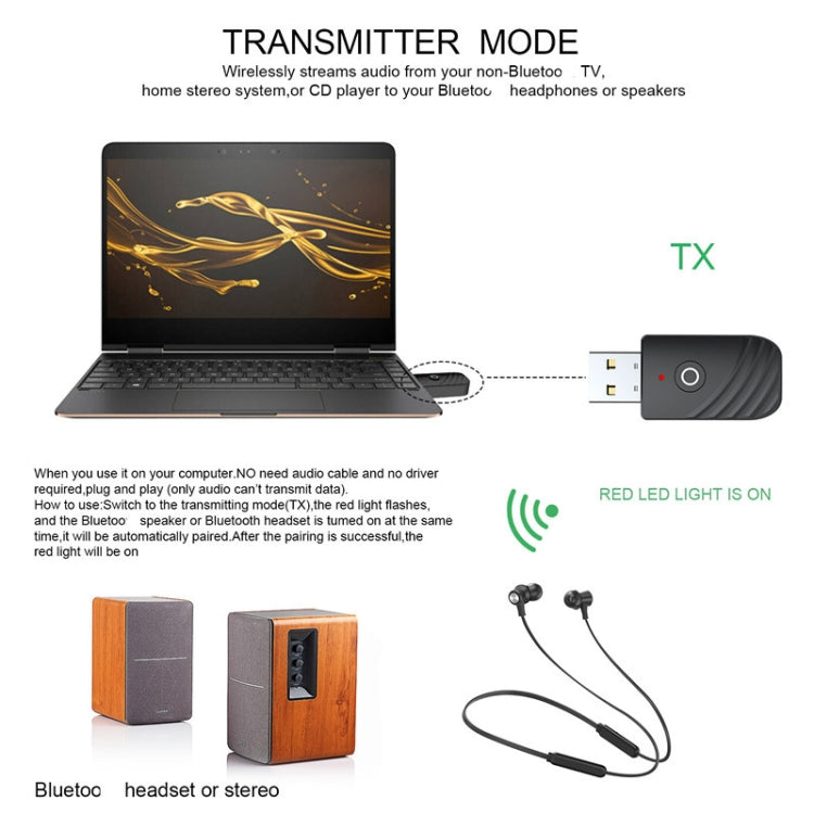 Bluetooth 5.0 Wireless Audio Receiver Transmitter - Audio Receiver Transmitter by PMC TechLife | Online Shopping South Africa | PMC TechLife