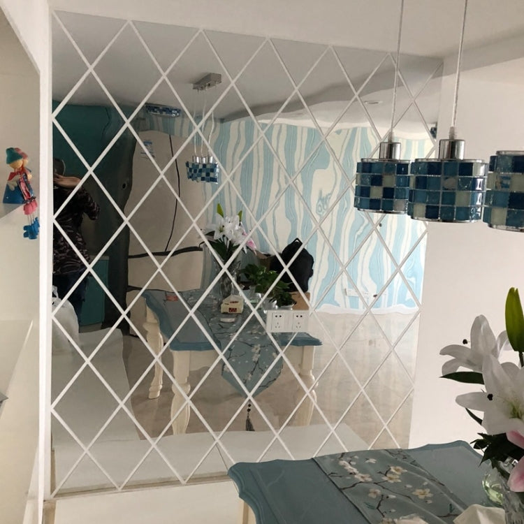 Rhombus Stitching Background Acrylic Mirror Decorative Stickers, Specification: Golden Large - free shipping - PMC TechLife - Order now!