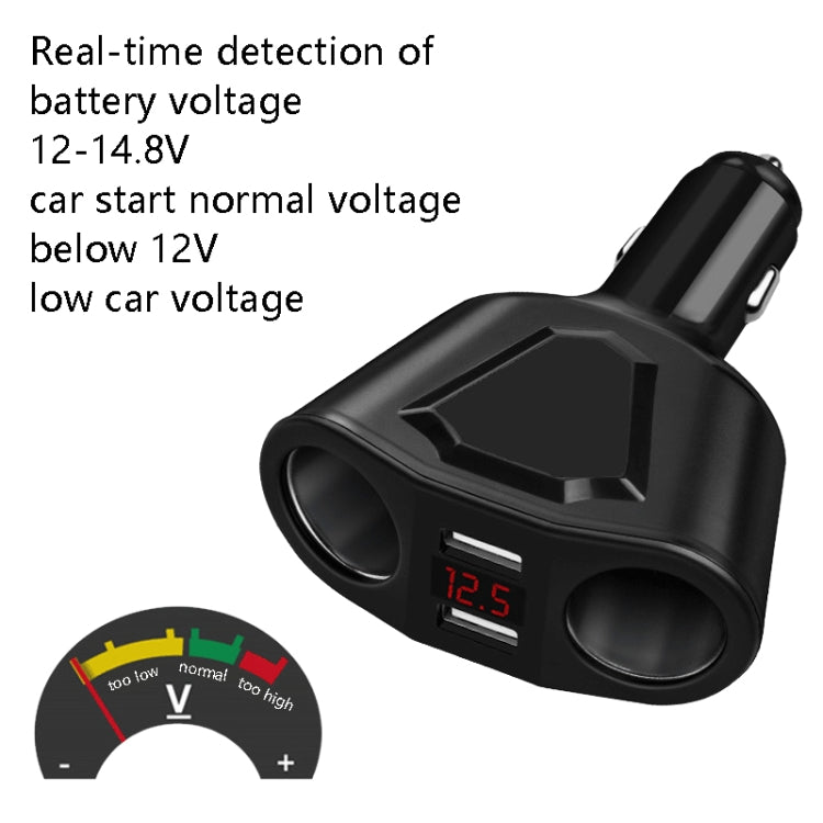 3.1A Dual USB Digital Display Multi-Function Driving Recorder Universal Automotive Charger(White) - Car Charger by PMC TechLife | Online Shopping South Africa | PMC TechLife