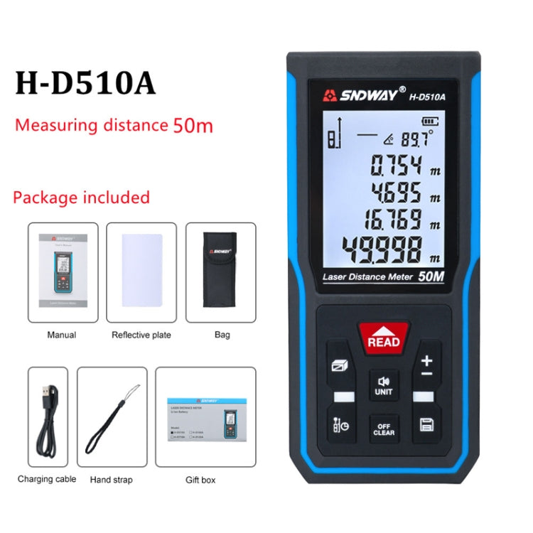 SNDWAY H-D510A Handheld Laser Rangefinder Infrared Measuring Instrument, Distance: 50m - free shipping - PMC TechLife - Order now!