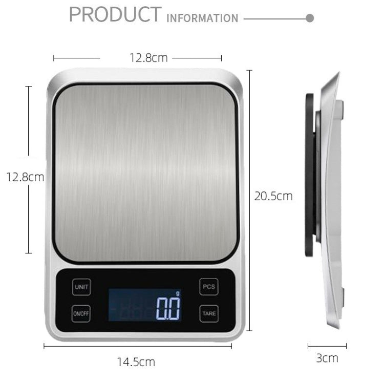 Stainless Steel Food Baking Scale Small Bench Scale Kitchen Electronic Scale English 5kg/0.1g - Kitchen Scales by PMC Jewellery | Online Shopping South Africa | PMC Jewellery