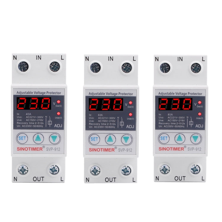 SINOTIMER SVP-912 Adjustable Self-resetting Intelligent Under-voltage Protector, Current: 40A - Other Tester Tool by SINOTIMER | Online Shopping South Africa | PMC TechLife | Buy Now Pay Later Mobicred