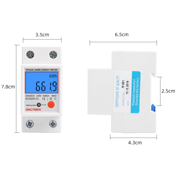 SINOTIMER DDS6619-012 Backlight Display Household Single-phase Rail Energy Meter 5-80A(230V 50Hz) - free shipping - PMC TechLife - Order now!