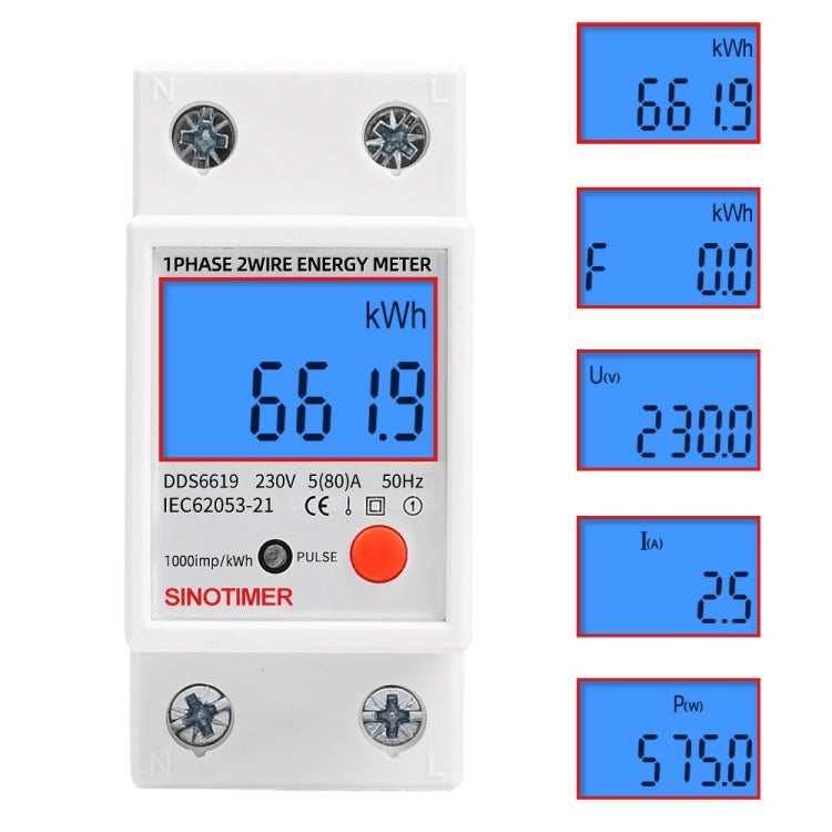 SINOTIMER DDS6619-012 Backlight Display Household Single-phase Rail Energy Meter 5-80A(230V 50Hz) - free shipping - PMC TechLife - Order now!