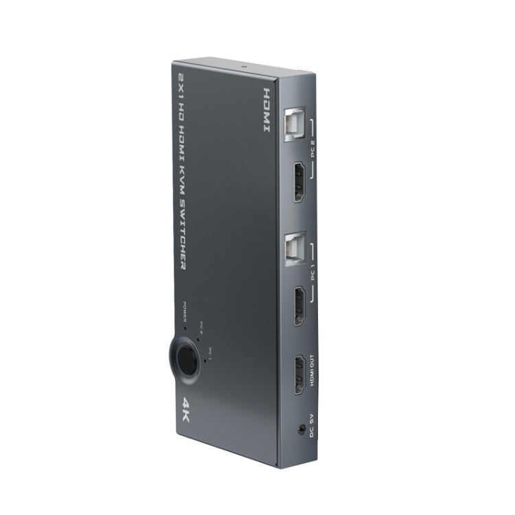 2 In 1 Out 4K 60Hz KVM HDMI Switch  USB Swltch Splitter Box HUB(Silver Gray) - Switch by PMC TechLife | Online Shopping South Africa | PMC TechLife