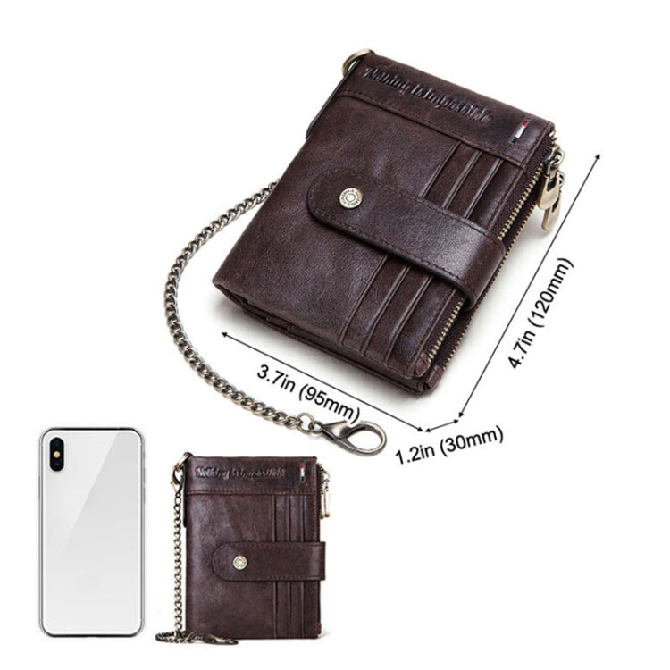 HUMERPAUL BP896 RFID Anti-Theft Brush Dual Zipper Leather Wallet Multi-Card Men Purse(Brown) - Antimagnetic RFID Package by HUMERPAUL | Online Shopping South Africa | PMC Jewellery | Buy Now Pay Later Mobicred