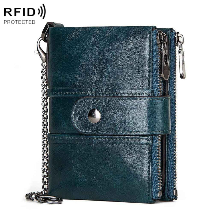 BP804 RFID Anti-Theft Wallet Multi-Function Buckle Zipper Retro Leisure Coin Purse(Blue) - Antimagnetic RFID Package by PMC TechLife | Online Shopping South Africa | PMC TechLife | Buy Now Pay Later Mobicred