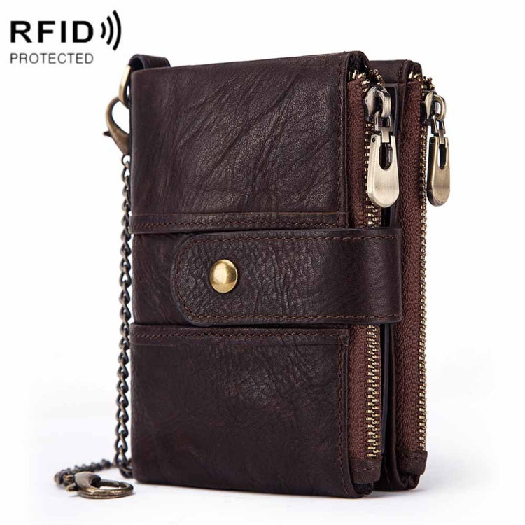 BP804 RFID Anti-Theft Wallet Multi-Function Buckle Zipper Retro Leisure Coin Purse(Brown) - Antimagnetic RFID Package by PMC TechLife | Online Shopping South Africa | PMC TechLife | Buy Now Pay Later Mobicred