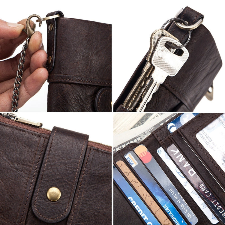 BP804 RFID Anti-Theft Wallet Multi-Function Buckle Zipper Retro Leisure Coin Purse(Khaki) - Antimagnetic RFID Package by PMC TechLife | Online Shopping South Africa | PMC TechLife | Buy Now Pay Later Mobicred