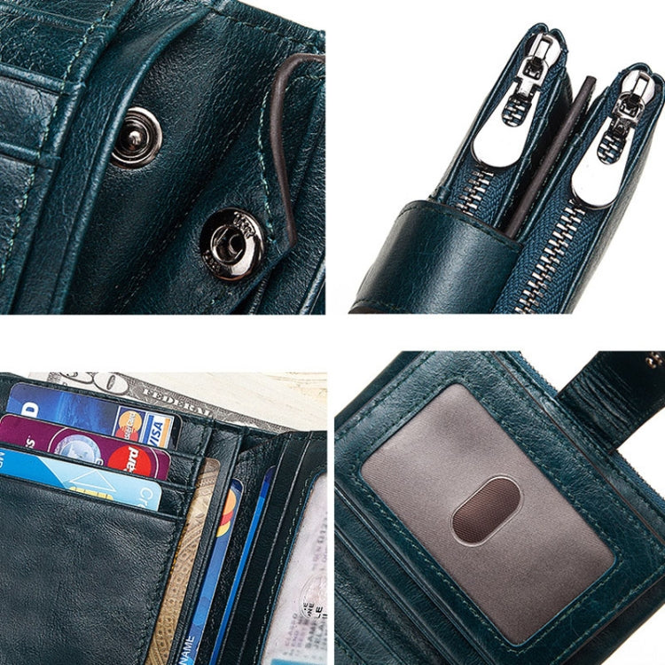 BP804 RFID Anti-Theft Wallet Multi-Function Buckle Zipper Retro Leisure Coin Purse(Khaki) - Antimagnetic RFID Package by PMC TechLife | Online Shopping South Africa | PMC TechLife | Buy Now Pay Later Mobicred