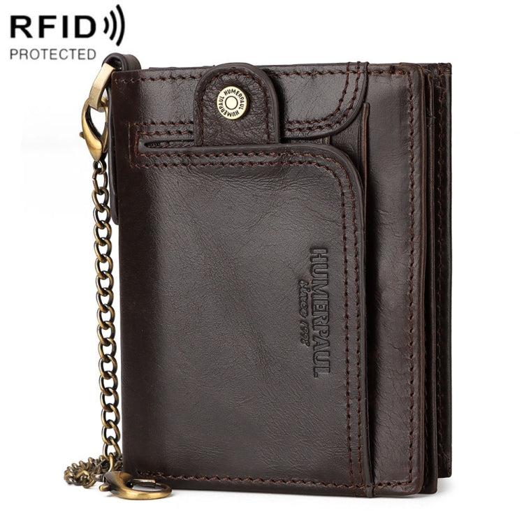 HUMERPAUL BP950 RFID Anti-Magnetic Men Wallet Large Capacity Multi-Card Solt Pocket(Brown) - Antimagnetic RFID Package by HUMERPAUL | Online Shopping South Africa | PMC Jewellery | Buy Now Pay Later Mobicred