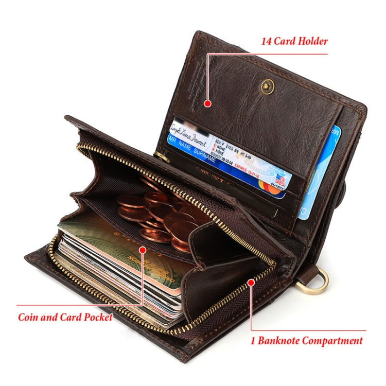 HUMERPAUL BP950 RFID Anti-Magnetic Men Wallet Large Capacity Multi-Card Solt Pocket(Brown) - Antimagnetic RFID Package by HUMERPAUL | Online Shopping South Africa | PMC Jewellery | Buy Now Pay Later Mobicred