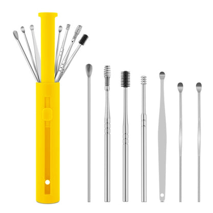 2 Packs Push-Pull Cylinder Storage Ear Scoop Set, Specification: 7 PCS/Set Yellow - Ear Care Tools by PMC Jewellery | Online Shopping South Africa | PMC Jewellery