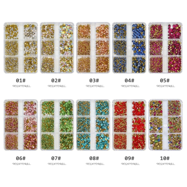 2 Sets Nail Art 6 Grid Pointed Bottom Diamond Nail Jewelry, Specification: 02 AB - Nail Stickers by PMC TechLife | Online Shopping South Africa | PMC TechLife | Buy Now Pay Later Mobicred