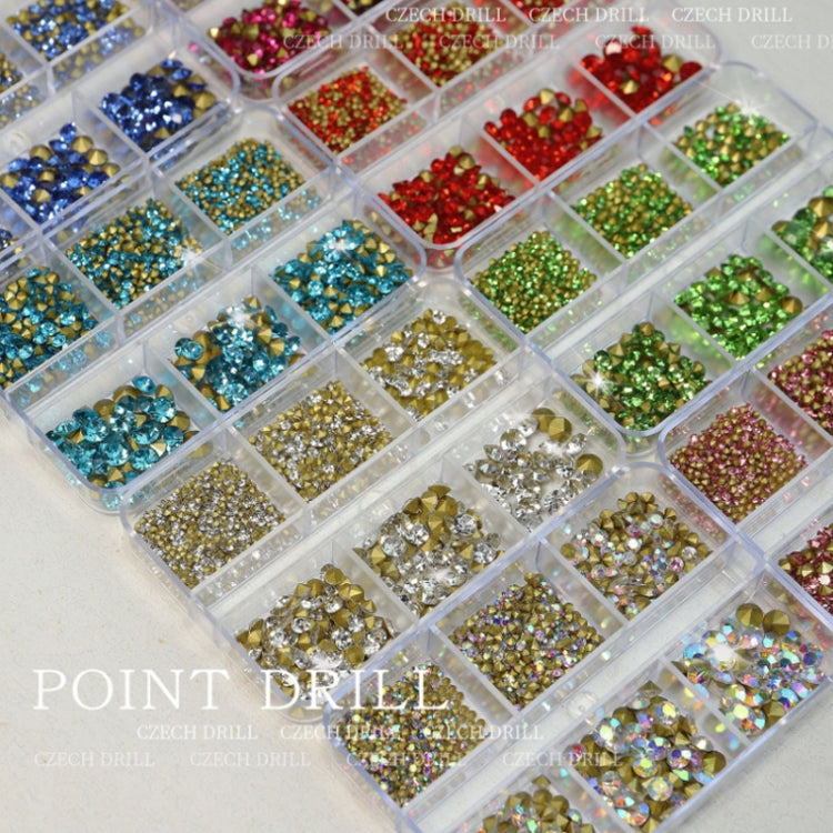 2 Sets Nail Art 6 Grid Pointed Bottom Diamond Nail Jewelry, Specification: 02 AB - Nail Stickers by PMC TechLife | Online Shopping South Africa | PMC TechLife | Buy Now Pay Later Mobicred